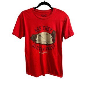 Columbia Red "Are They Gluten Free?" Graphic T-Shirt S Cotton